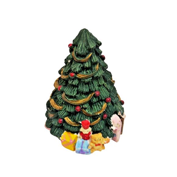 Christmas Tree Santa and Elf Diorama Hinged House Open 3D Vintage Sitter Decor - Picture 3 of 7